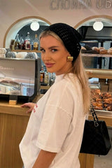 BAHELS Kadın Kahve File Model Bandana, Örgü Bandana