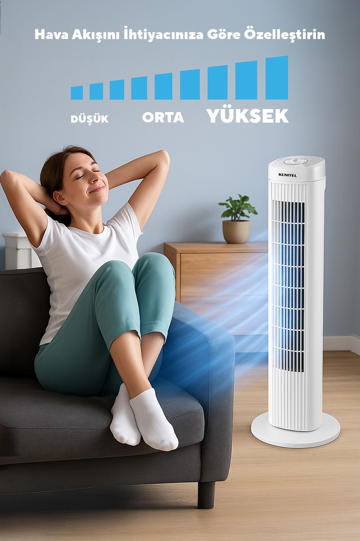 KUMTEL Ktf-258w Kule Tipi Vantilatör Beyaz