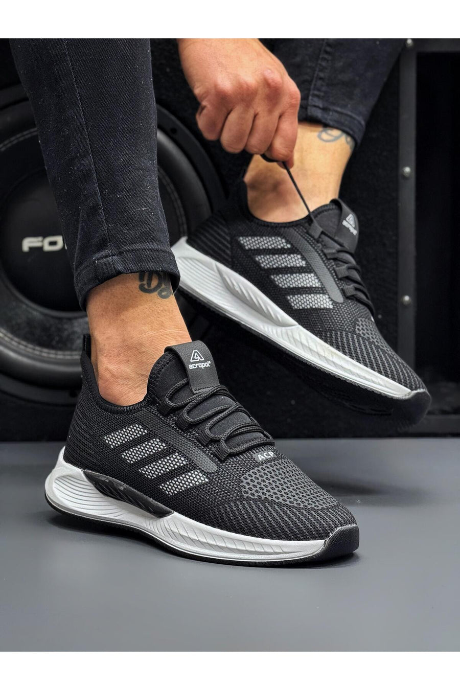 Gerok Siyah Beyaz Unisex Triko Yazlık Spor Ayakkabı • Hafif & Rahat Günlük Kullanım - Siyah-Buz