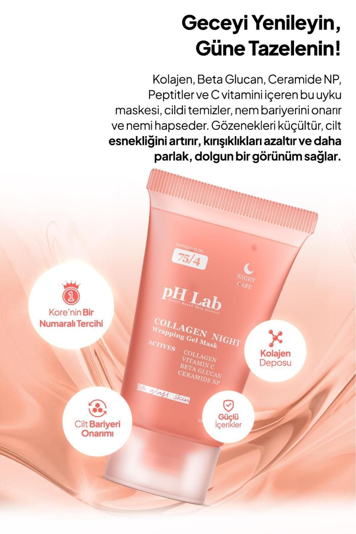 Ph Lab Phlab Collagenight Soyulabilen Kolajen Gece Maskesi, Soyulabilir Kolejen Yüz Maskesi