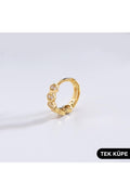 GOLDKUPE 14 Ayar Altın Taşlı Tek Petek Halka Küpe 0,58 gr