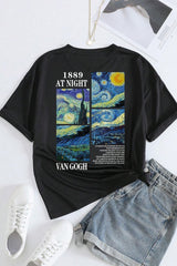 uyguntarz Unisex Van Gogh Baskılı Oversize Tshirt - Siyah