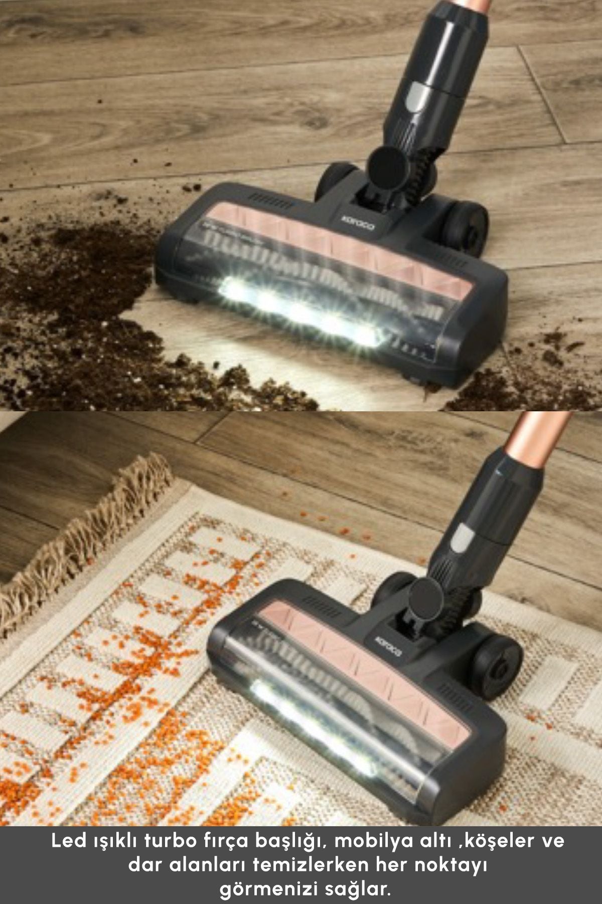 Karaca Vantuz Power Up Dikey Süpürge Rosegold - Görsel 7