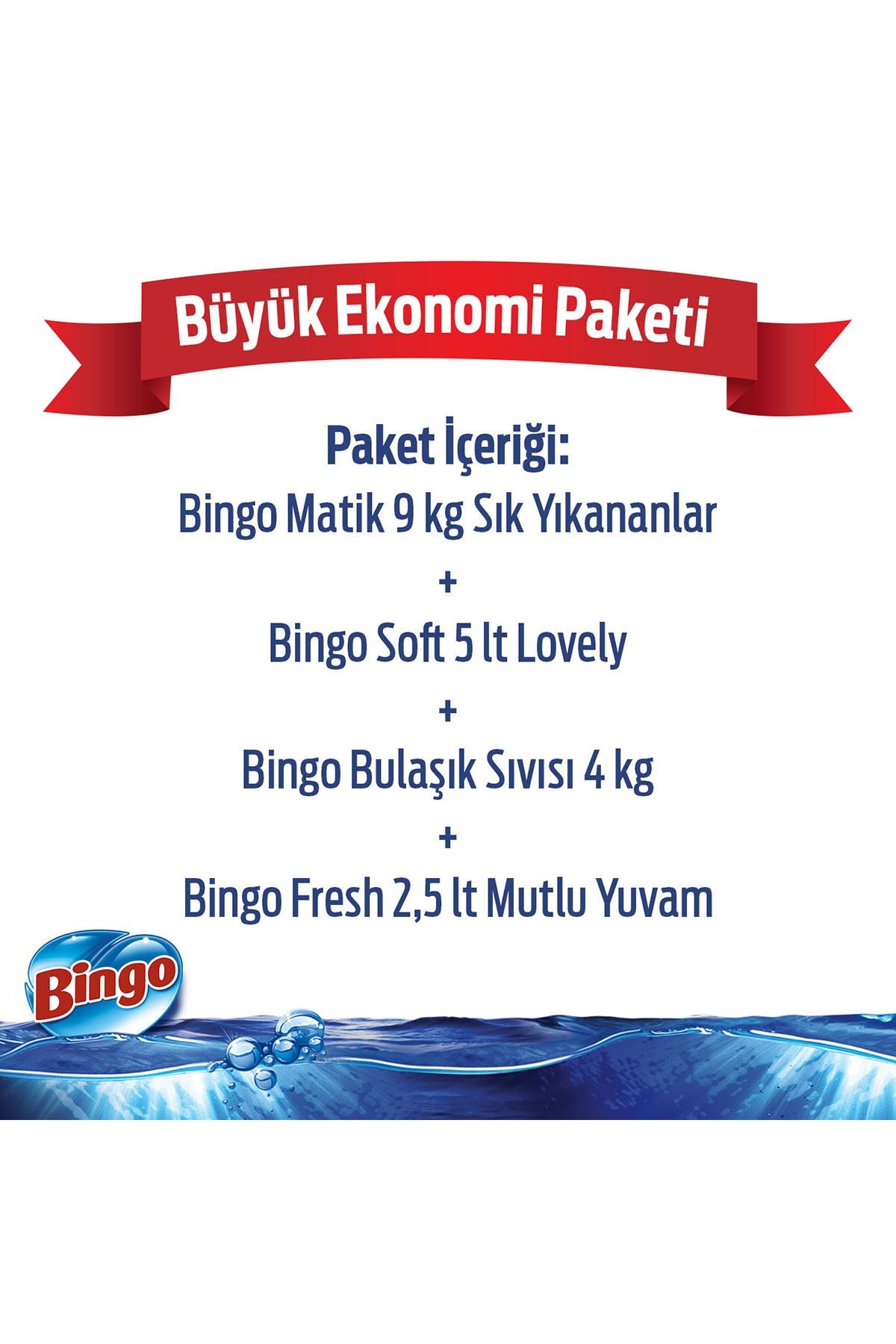 Bingo "büyük Ekonomi Paketi ; Kg Toz Çamaşır Deterjanı Sık Yıkananlar Çamaşır Yumuşatıcısı Lovely - Görsel 2
