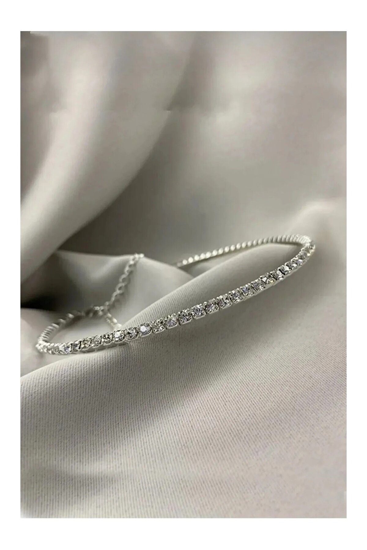 monalisatoka Kadın Rhinestone Choker Gümüş Kolye - Gümüş 2