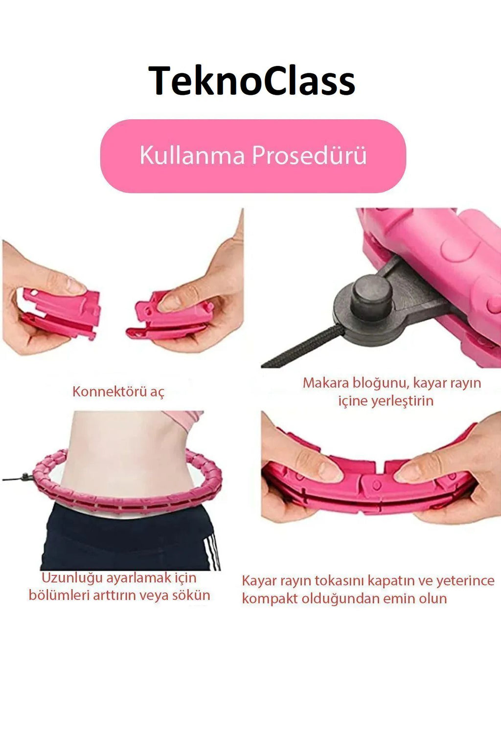 TeknoClass Hulahop Egzersiz Çemberİ Egzersiz Halkası Ağırlıklı Bel Kalça Bacak Kol Bölgesi Ayarlanabilir