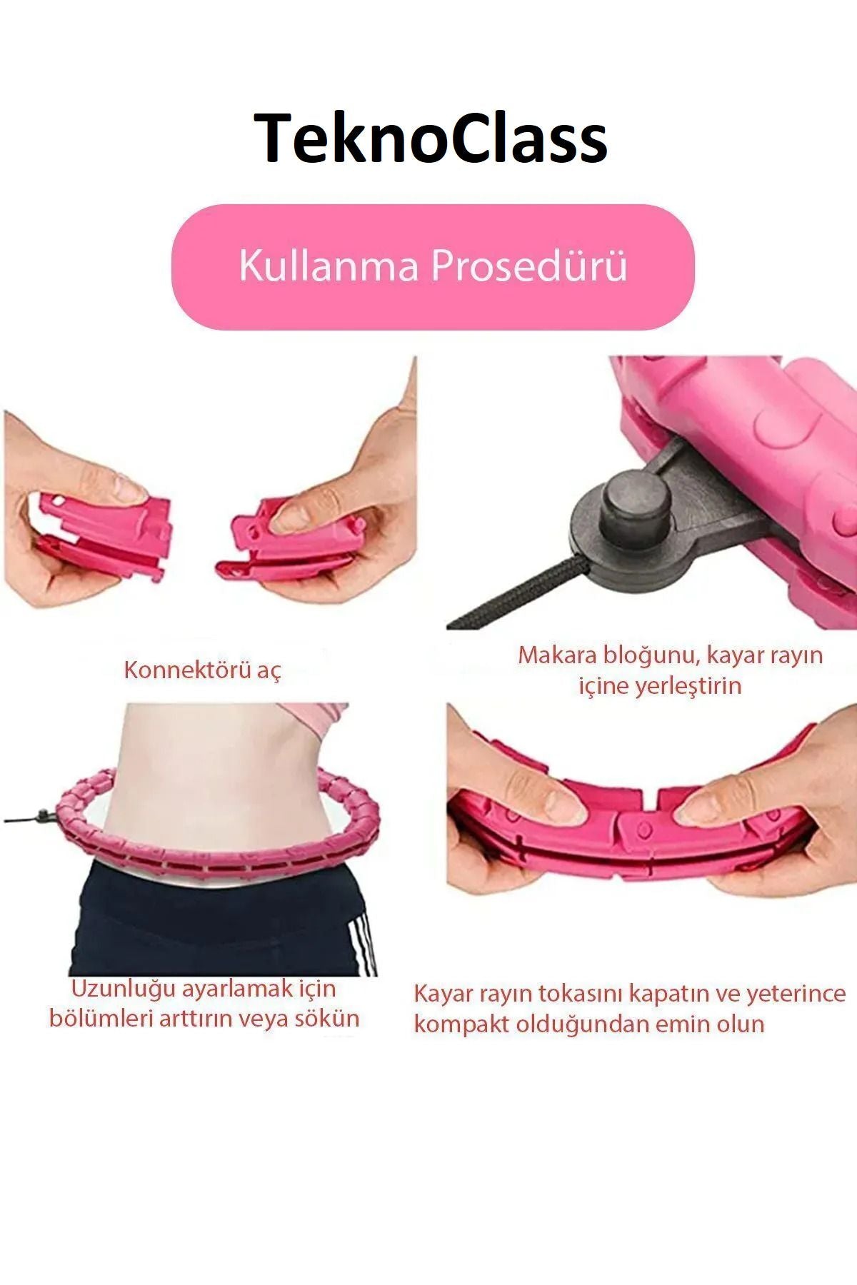 TeknoClass Hulahop Egzersiz Çemberİ Egzersiz Halkası Ağırlıklı Bel Kalça Bacak Kol Bölgesi Ayarlanabilir