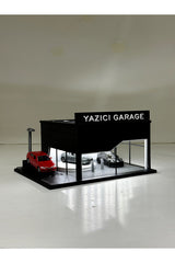 Butik 1/64 Ölçekli Siyah Renk Ledli Showroom Tasarımlı Diorama Araç Sergileme Garajı 3D Baskı