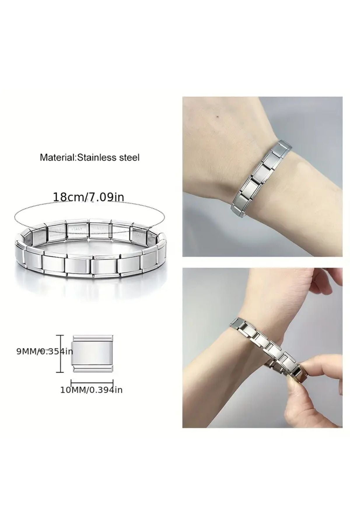 RoyalVance İtalyan Charm Çelik Bileklik | Paslanmaz, Kararmaz, Unisex Kullanım, Hediyelik Aksesuar