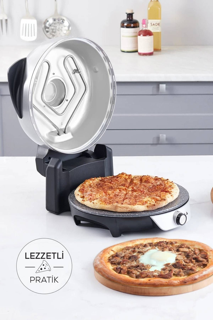 Karaca Gastro 10 in 1 Pizza Lahmacun ve Tandır Ekmeği Makinesi Biodiamond Matte Black - Silver