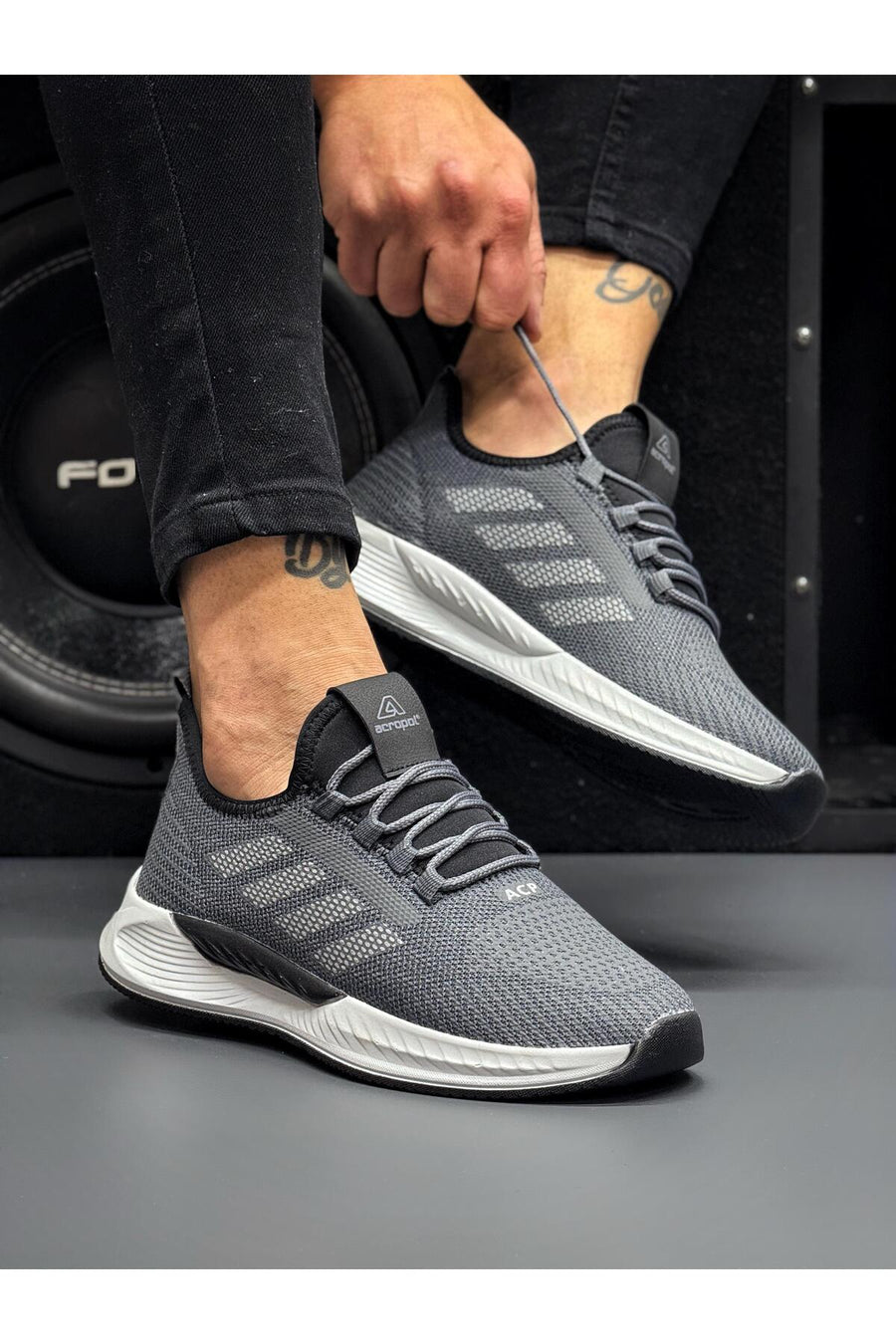 Gerok Siyah Beyaz Unisex Triko Yazlık Spor Ayakkabı • Hafif & Rahat Günlük Kullanım - Fume-Siyah