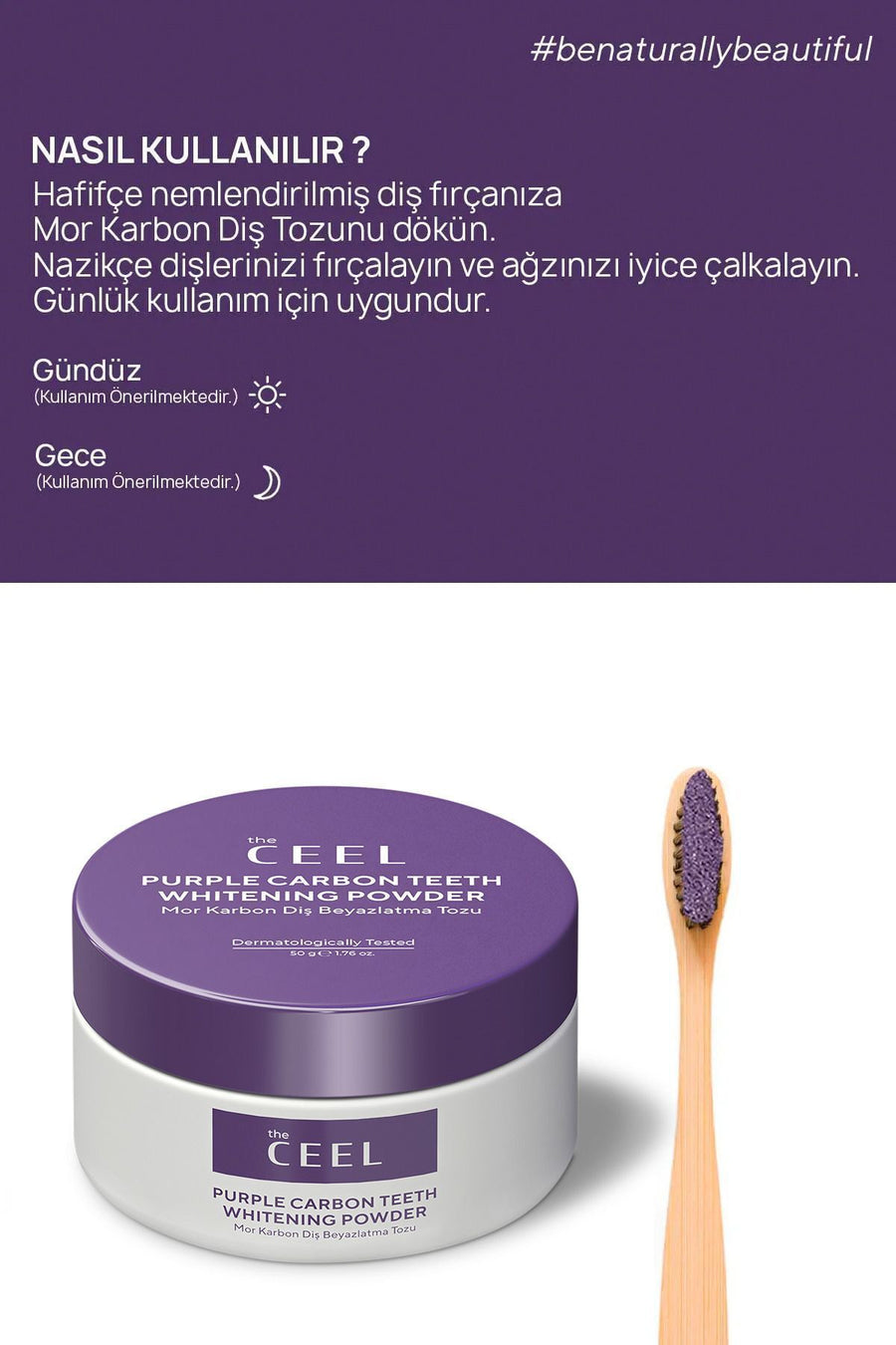 The Ceel Mor Aktif Karbon Diş Beyazlatma Seti (Mor Karbon Diş Macunu Gr + Mor Karbon Diş Tozu Gr)
