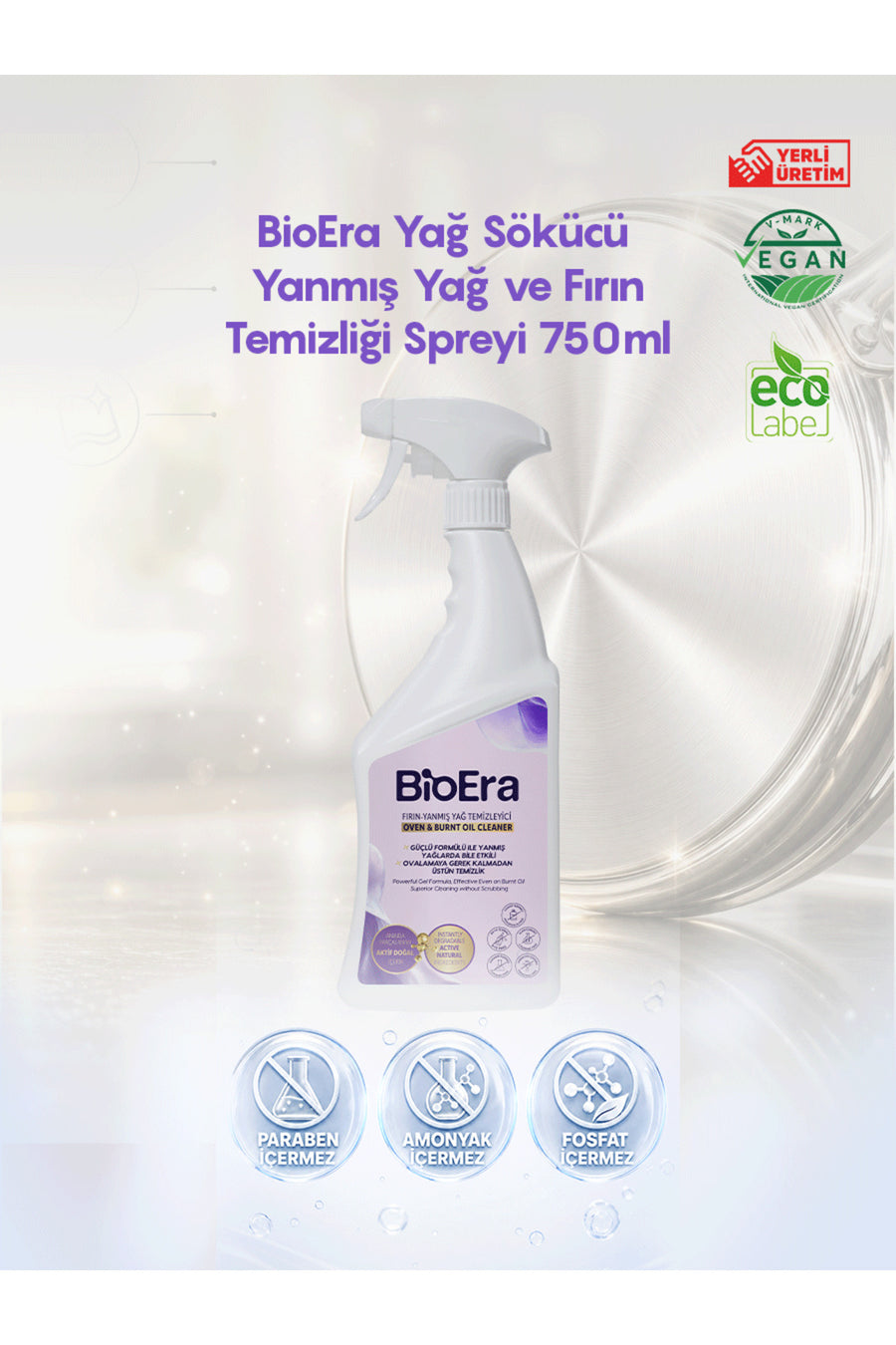 BioEra Güçlü ve Doğa Dostu - Fırın Izgara Yanık Yağ Sökücü Temizleyici Sprey 750ml