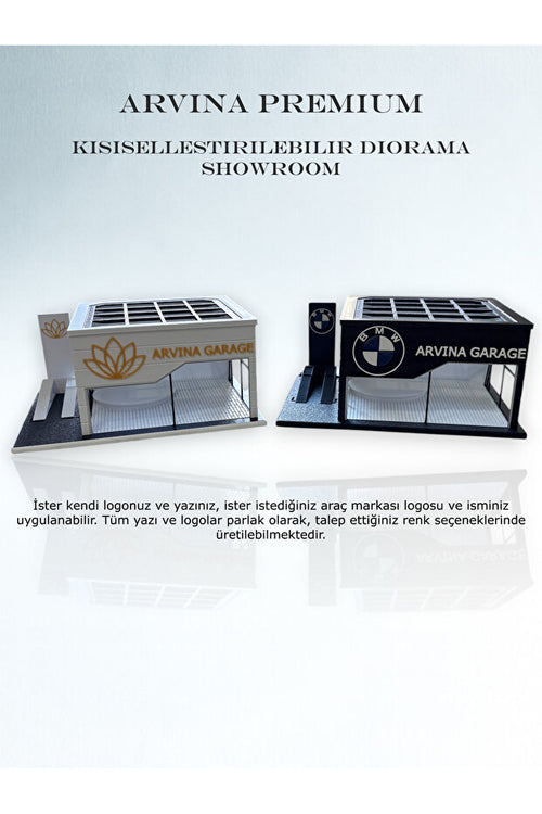 Arvina Atelier Kişiselleştirilebilir Showroom | Premium Koleksiyon | Parlak Logo | 1:64 (Araçlar Dahil Değildir)