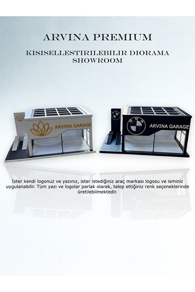 Arvina Atelier Kişiselleştirilebilir Showroom | Premium Koleksiyon | Parlak Logo | 1:64 (Araçlar Dahil Değildir)