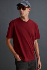 GRIMELANGE Solo Erkek %100 Organik Pamuklu Kalın Dokulu Comfort Fit Bisiklet Yakalı Siyah T-shirt - Lacivert