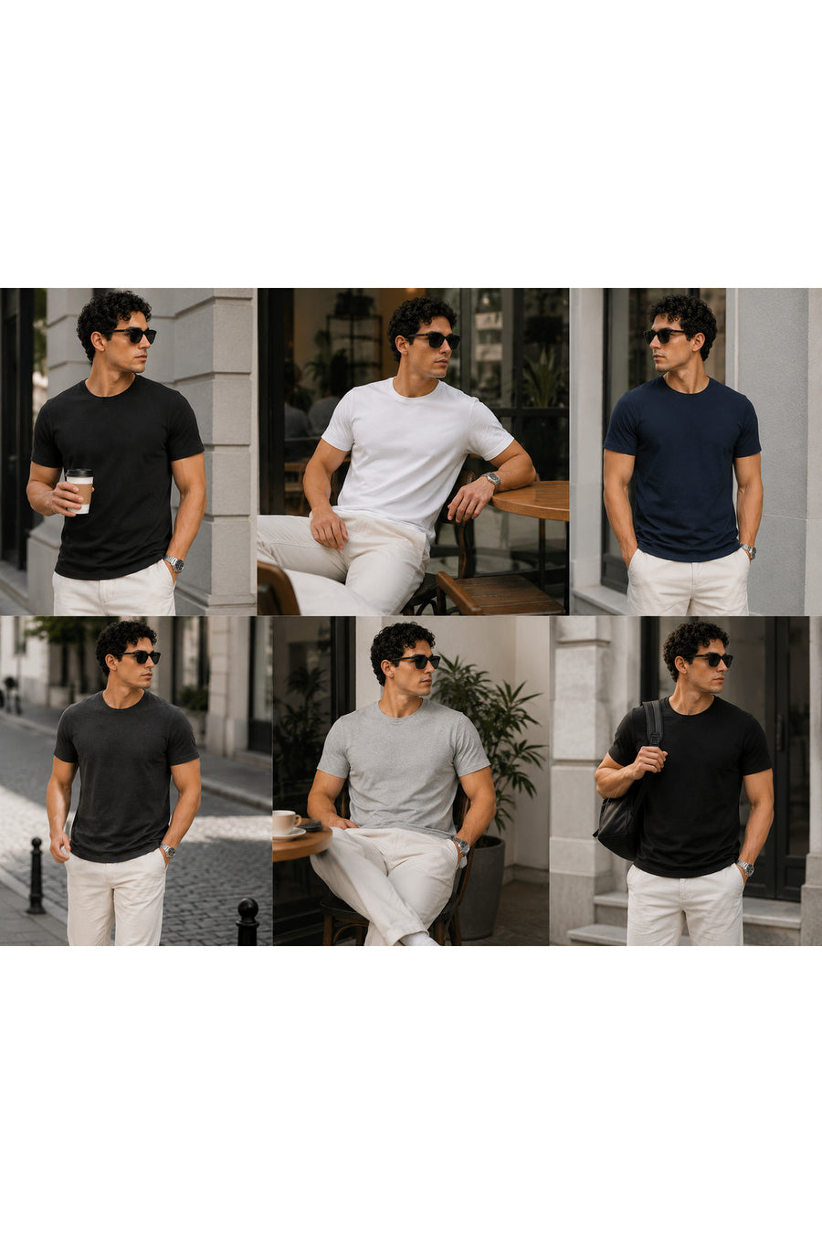 Piano Luce Erkek 5’li Paket T-Shirt – Kısa Kollu Bisiklet Yaka Regular Fit – 5 Renk Seçenekli - Çok Renkli