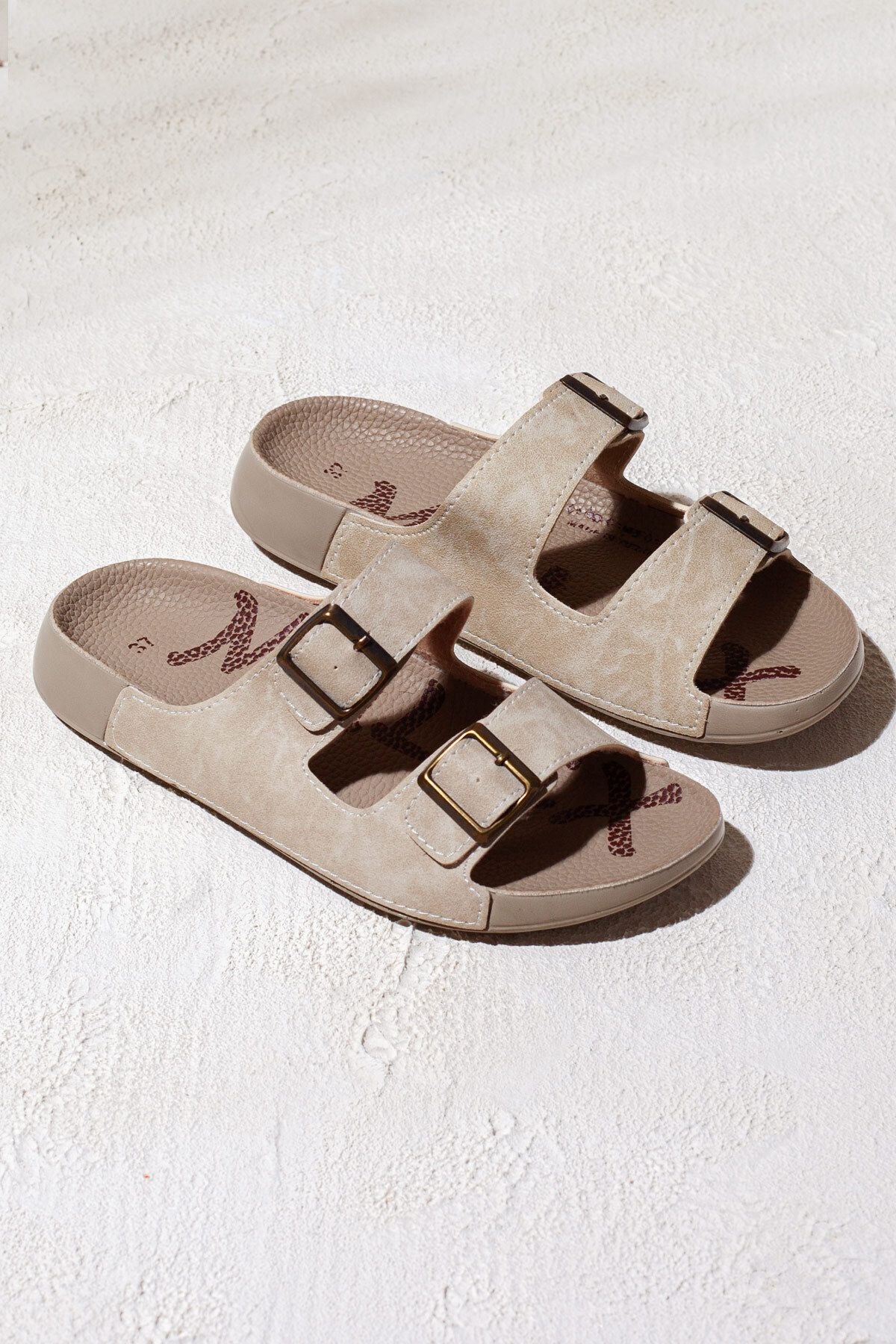 ShoesBag Çiftokalı Yumuşak Tabanlı Günlük Bej Terlik