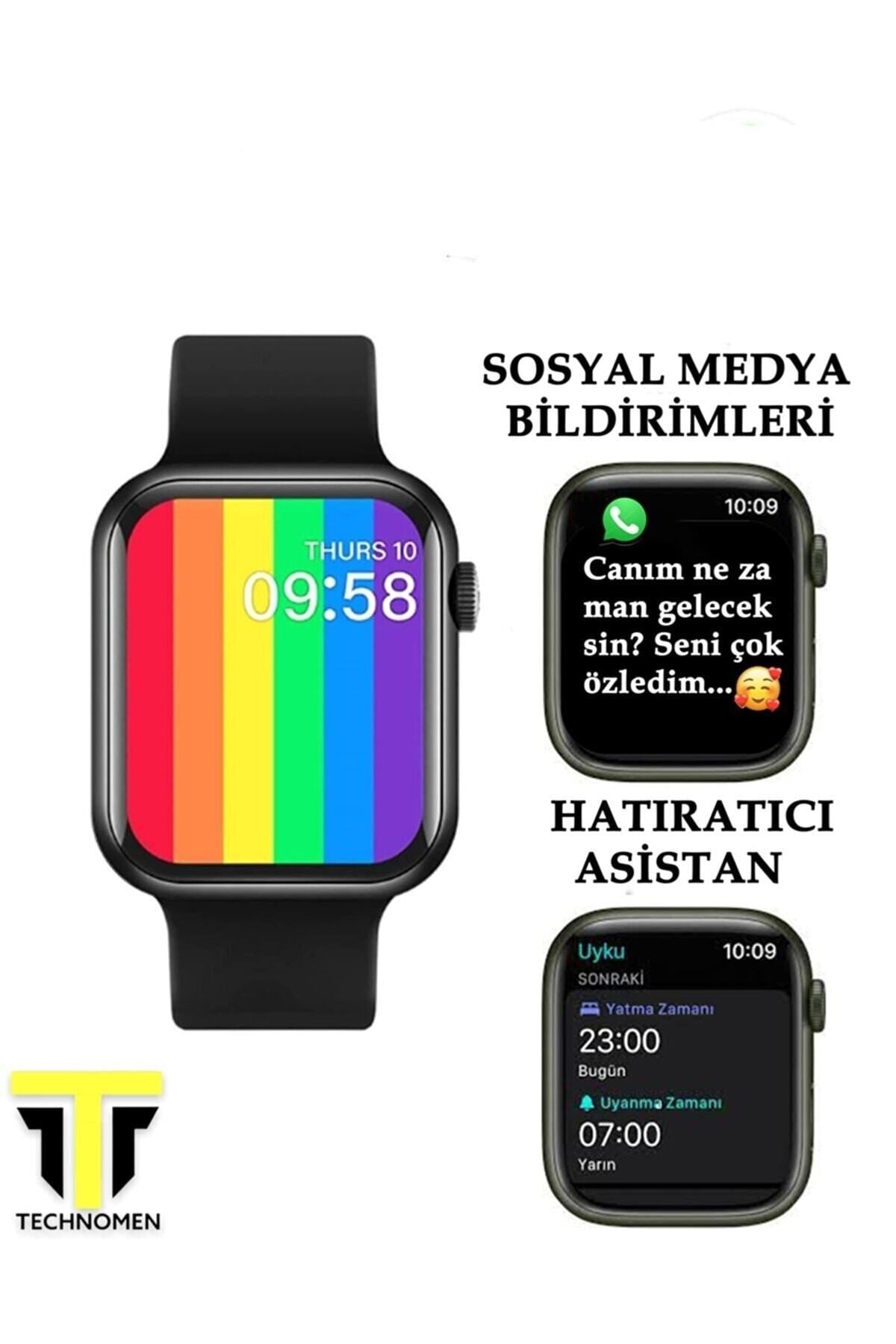 TECHNOMEN Akıllı Saat Plus Kablosuz Kulaklık Ikili Siyah Set - Görsel 2