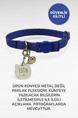 CARAMELOS İSİMLİ KEDİ TASMASI KEDİ İSİMLİK KİŞİYE ÖZEL-EKO SERİSİ - Mavi