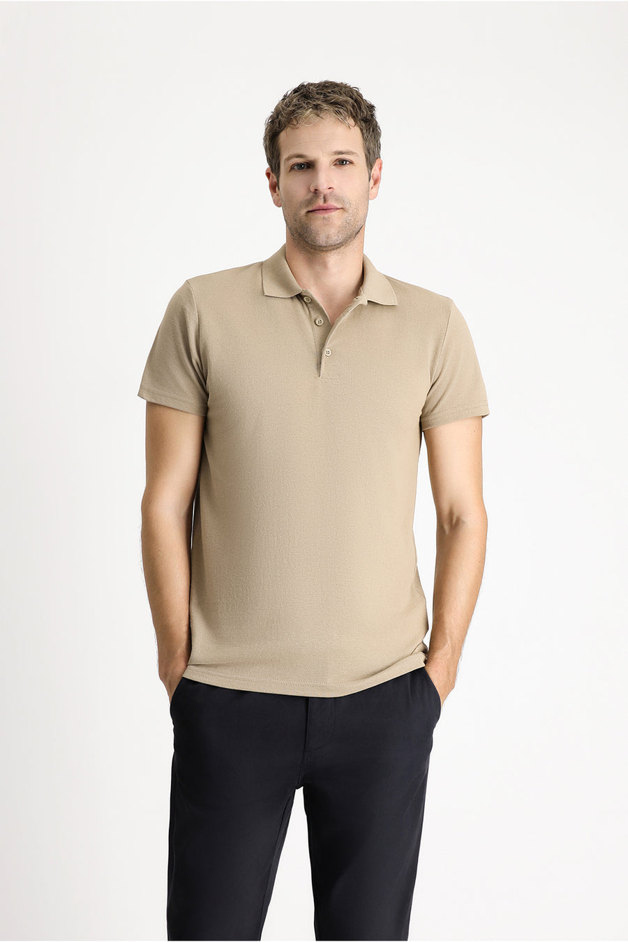 Kiğılı Polo Yaka Regular Fit Nakışlı Pamuklu Tişört - Beyaz