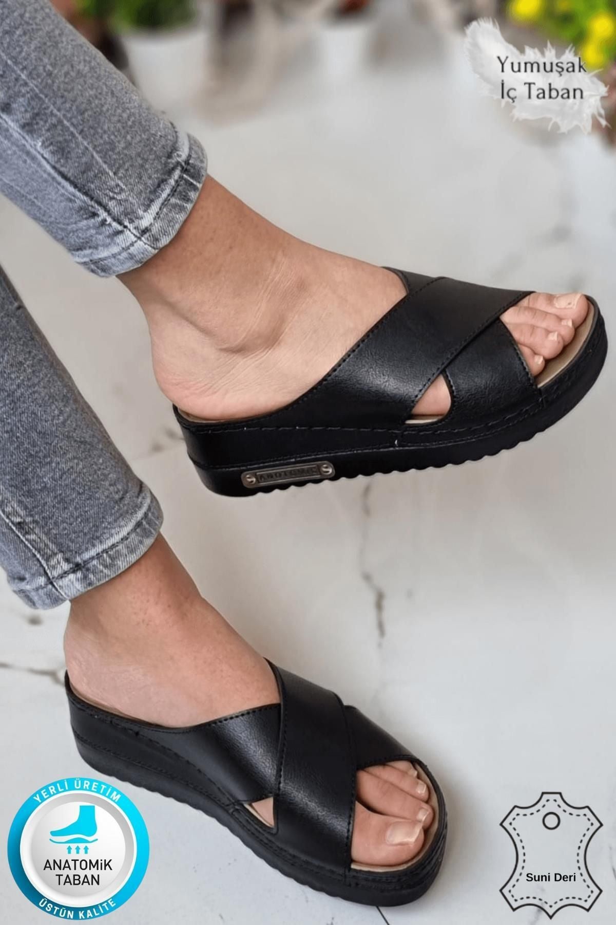 neon shoes Lina Kadın Anatomik Ortopedikonfor Modeli Terlik Hafif Şık Topuklu Günlük Dışarı Ev Içi Terliği