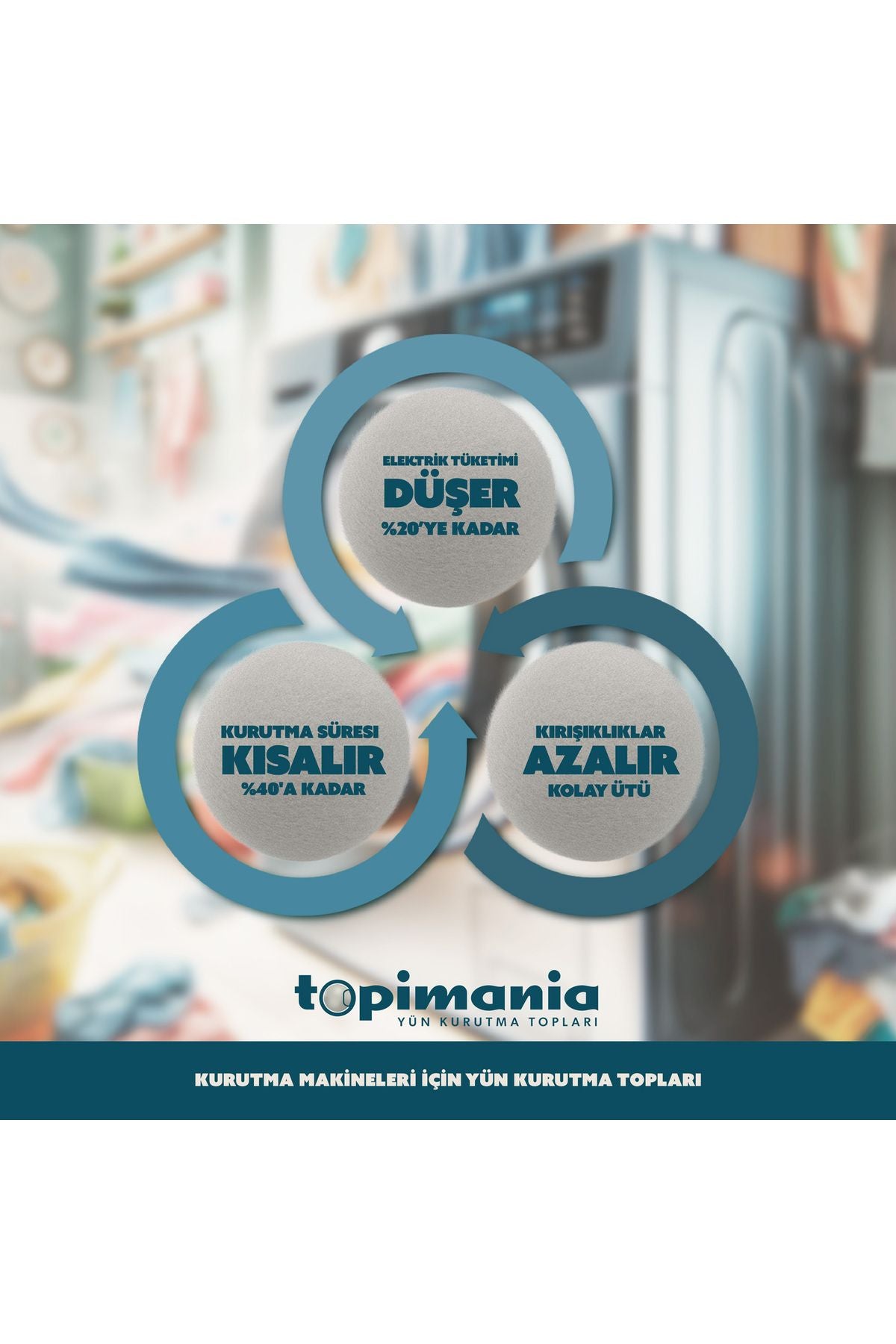 Topimania Yün Kurutma Topları Adet Xxl Çamaşır Yün Kurutma Topu- Adet ml Esans - Kurutmakinesiçin - Görsel 2