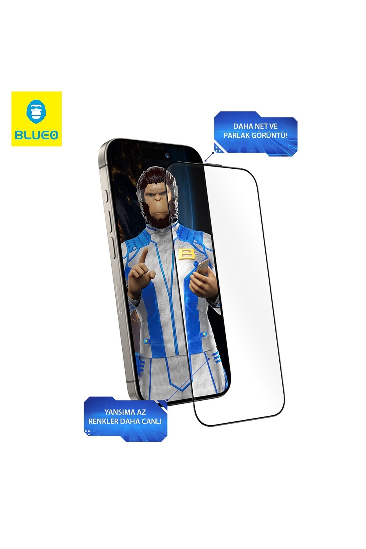 BLUEO Anti-Reflective iPhone 16 Pro Max Uyumlu Uygulama Aparatlı Ekrandan Bile Daha Net Cam Ekran Koruyucu