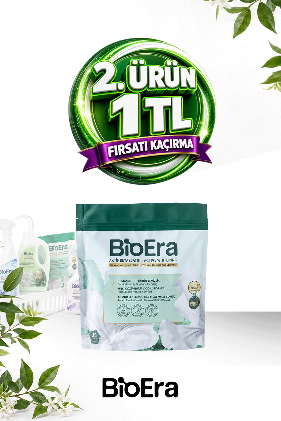 BioEra Aktif Oksijenli Güçlü Etkili Beyazlatıcı Toz Çamaşır Sodası Leke ve Grileşme Karşıtı 750g