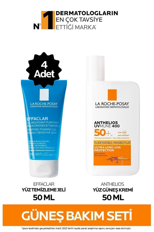 La Roche Posay Güneş Cilt Bakım Seti: Effaclar Yüz Temizleme Jeli xml & AntheliosPF+ Güneş Kremi ml