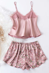 Merry See Dantel Işlemeli Çiçek Desenli Şort Pijama Takımı