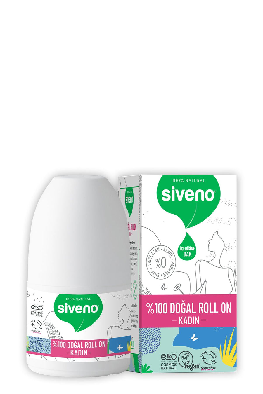 Siveno %Doğal Roll-on Kadın Deodoranter Kokusu Önleyici Bitkiseleke Bırakmayan Vegan ml