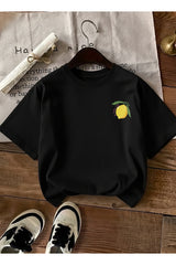 caddekombin Kadın Çift Taraf Limoncello Baskılı Bej T-shirt - Siyah
