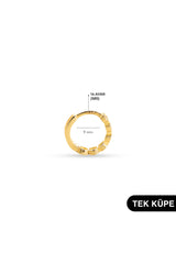 GOLDKUPE 14 Ayar Altın Taşlı Tek Petek Halka Küpe 0,58 gr