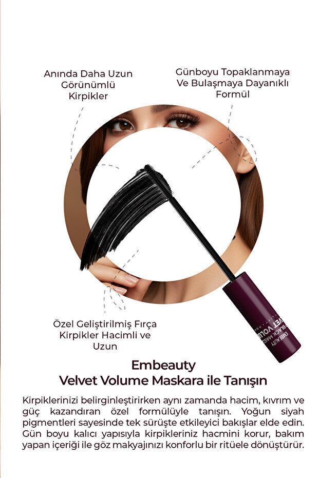 Embeauty Ultra Siyah Dolgunlaştırıcı Maskara – Hacim ve Uzunluk Etkili
