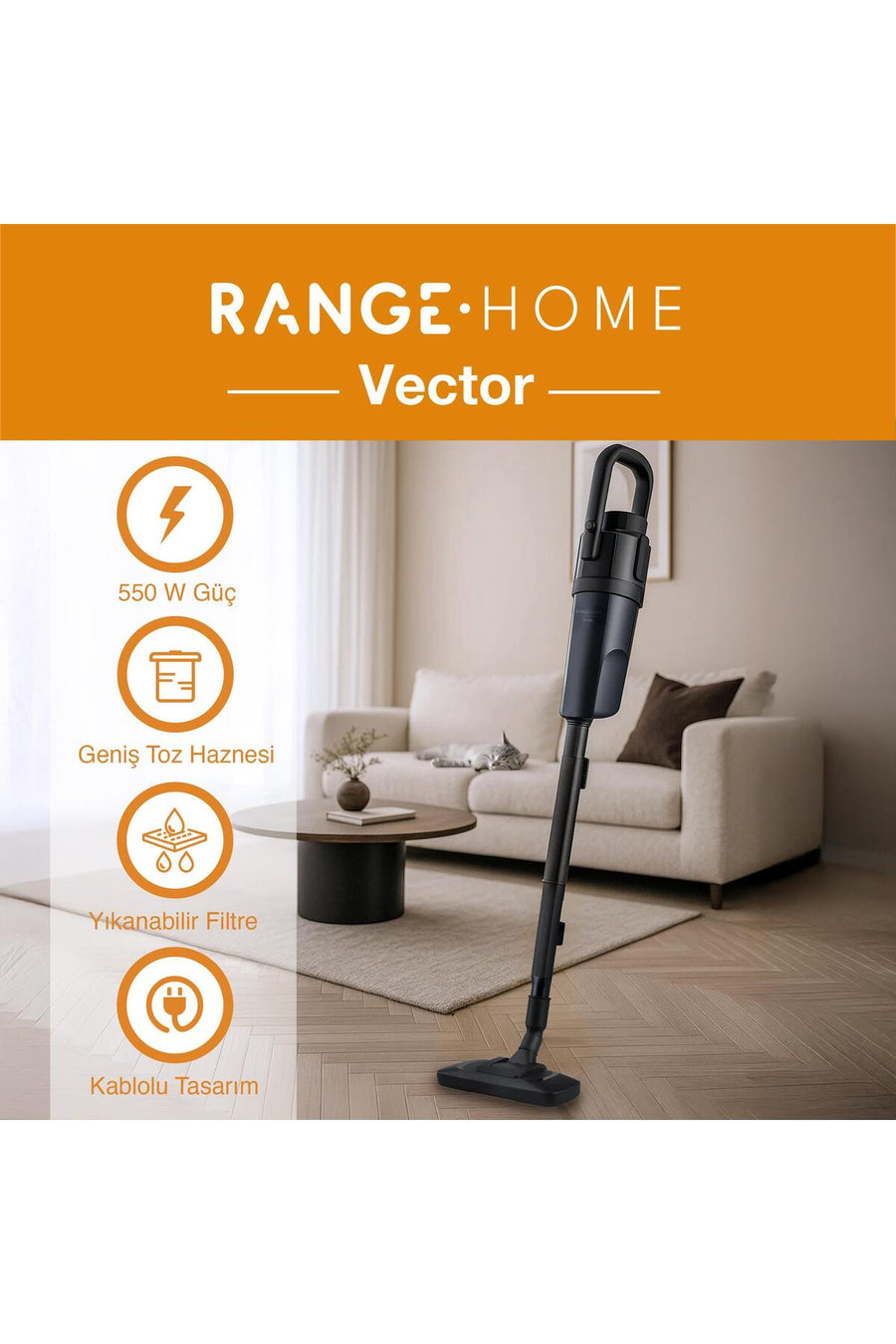 Vector 2 Si 1 Arada Dikey Supurge 800w Kablolu Kompakt Elektrikli Supurge