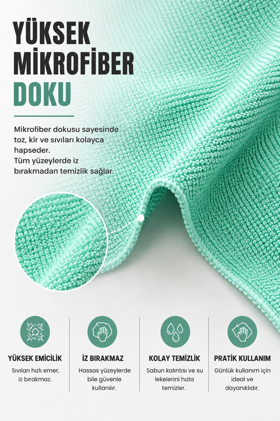 SİLVER HOME 20'li Rulo Mikrofiber Temizlik Bezi 25x30 cm Çok Amaçlı Kopart Kullan Kaliteli Eko Paket