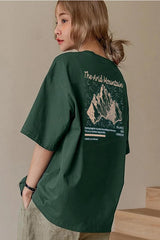 Teenage Millionaire Arid Mountain Gri Oversize Salas Boyfriend Kadın T-shirt - Yeşil