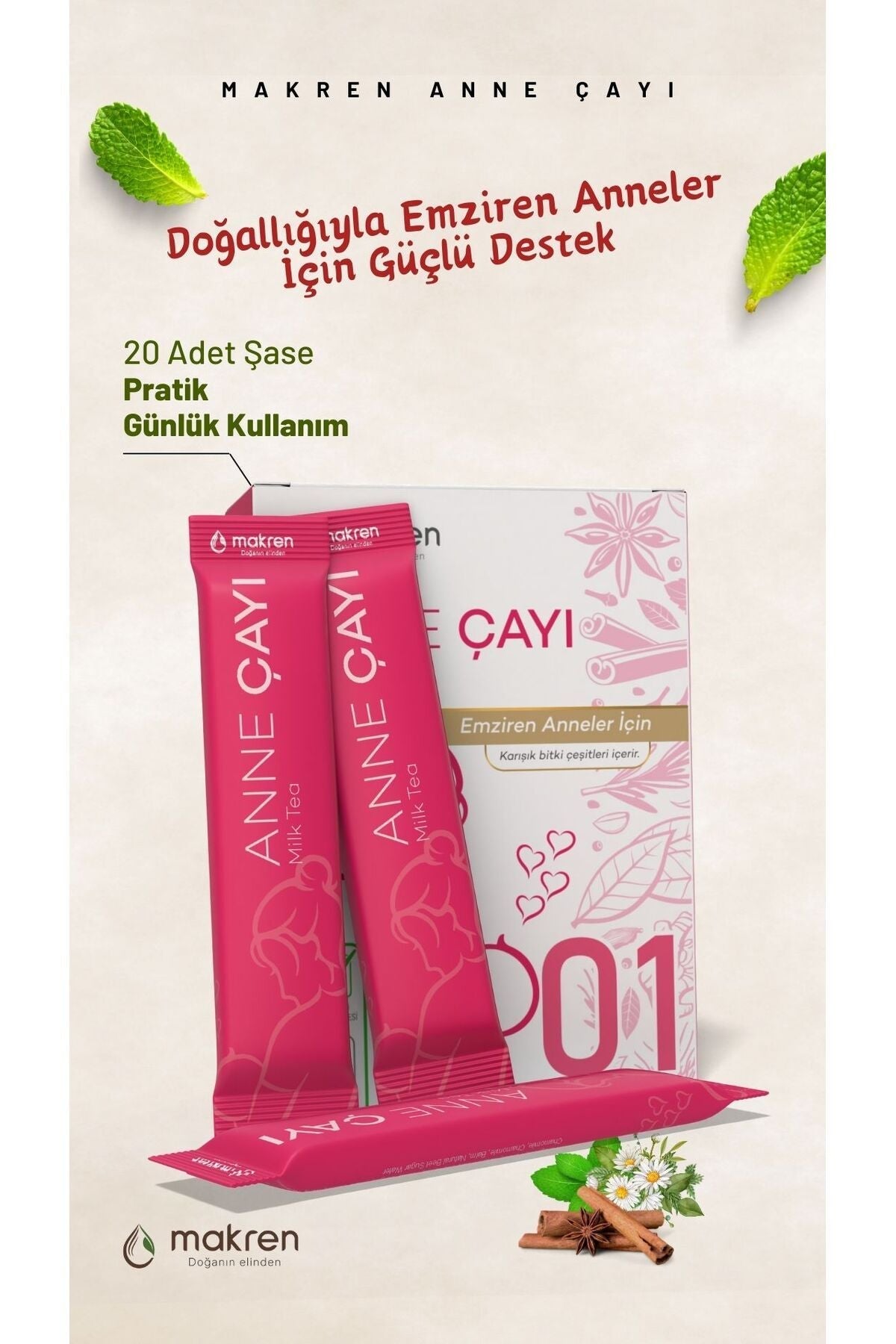 Makren Anne Çayı - Emziren Anneler Için Doğal, Sindirim Destekleyici, Rahatlatıcı Bitkisel Çay