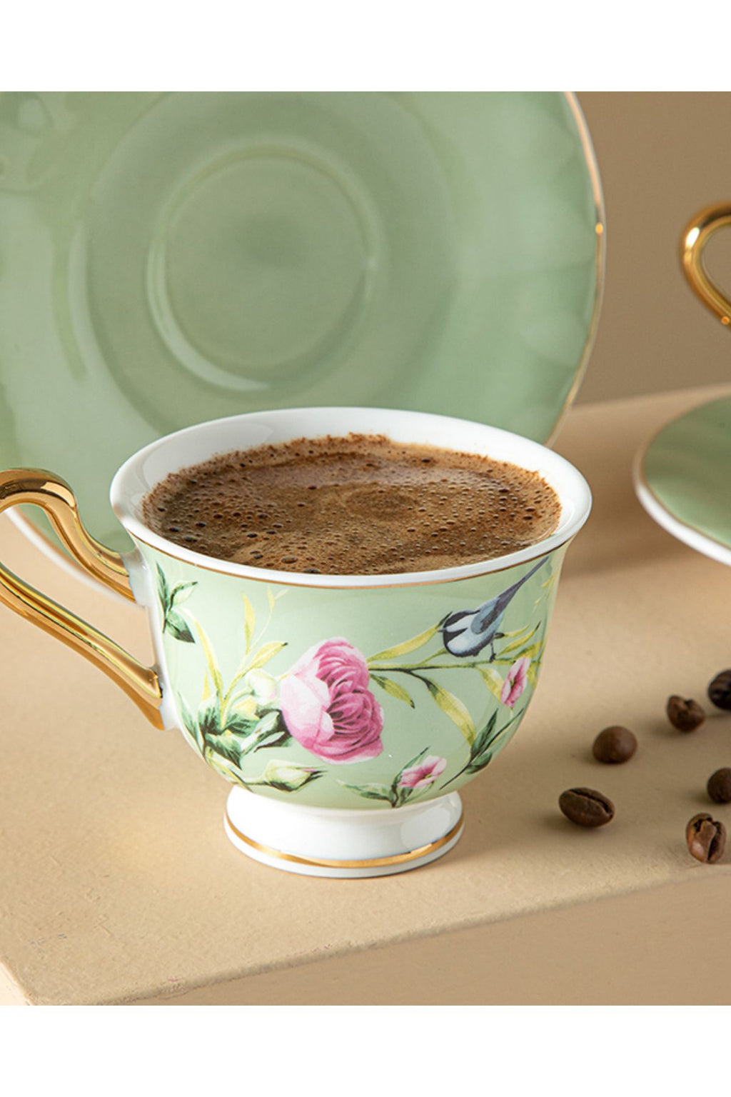 Englishome Vanilla New Bone China Parça Kişilikahve Fıncan Takımı Ml Açık Yeşil - Görsel 3