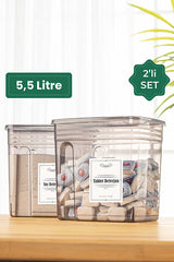 Vienev 2'li Deterjan Etiketli 5,5 Litre Strip Mega Boy Deterjan Saklama Kutusu Antrasit