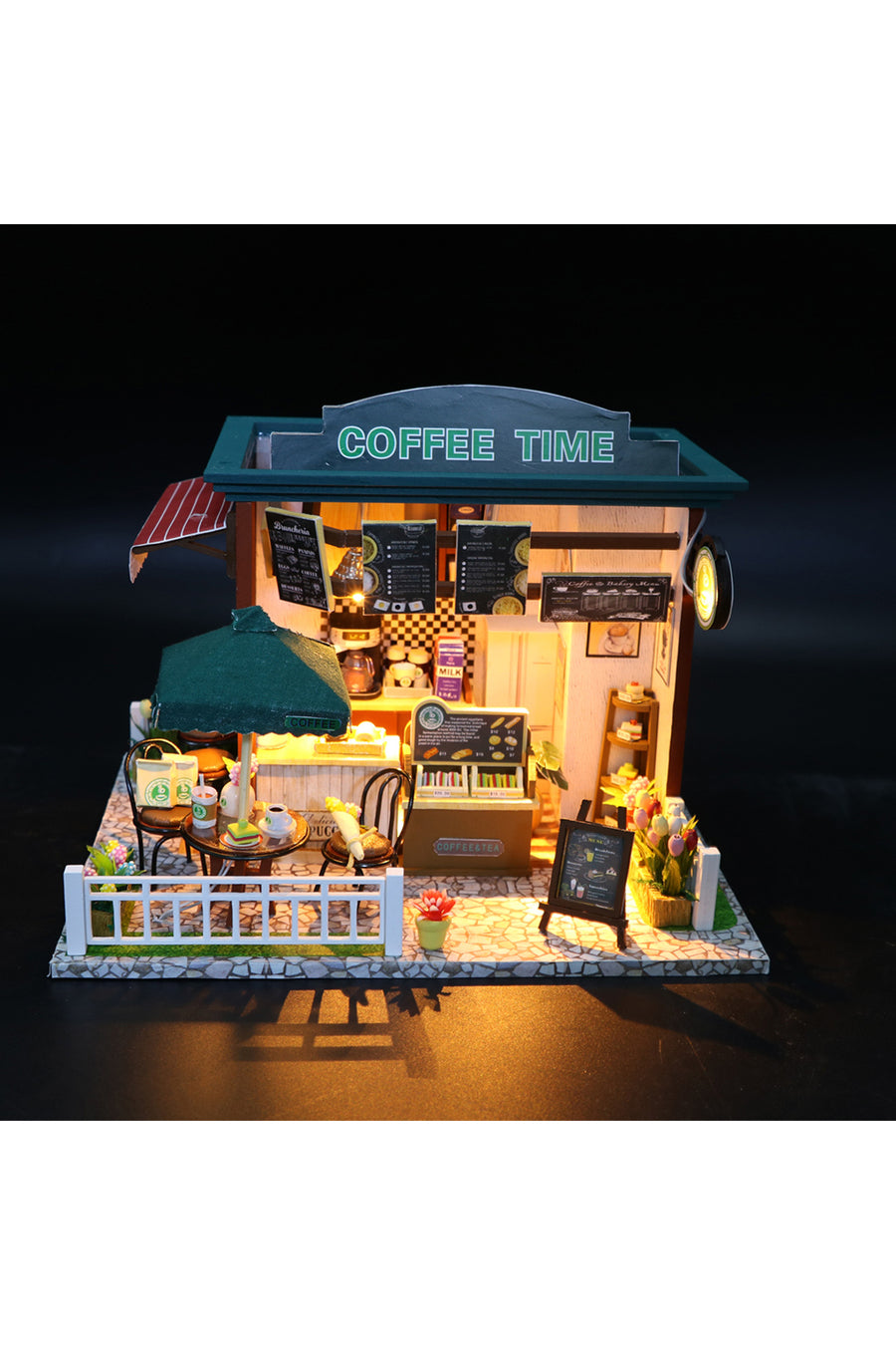 NoviHobby 3D Puzzle Ahşap Minyatür Maket Kiti DIY Kendin Yap Led Işıklandırmalı Maket Ev