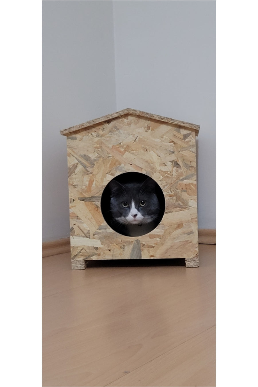 zekimöble Kedi yuvası Yağmura Ve Soğuğa Dayanıklı Osb Kedi Evi Yuvası (DENİZ TUTKALLI)monte Edilmiş Teslimat