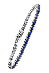 OSESHOP Ametist ve safir taşlı 925ayar gümüş ıtalyan tasarimi su yolu bileklik ( kalınlık 3 mm )