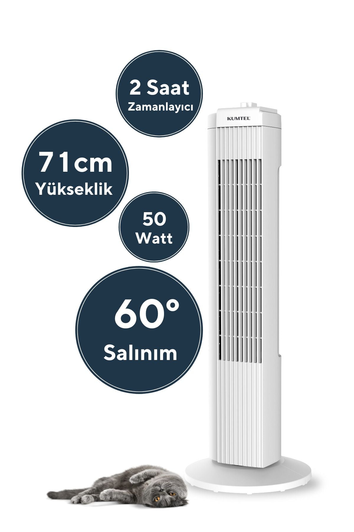 KUMTEL Ktf-258w Kule Tipi Vantilatör Beyaz