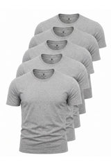Piano Luce Erkek 5’li Paket T-Shirt – Kısa Kollu Bisiklet Yaka Regular Fit – 5 Renk Seçenekli - Gri