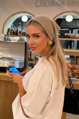 BAHELS Kadın Kahve File Model Bandana, Örgü Bandana - Siyah