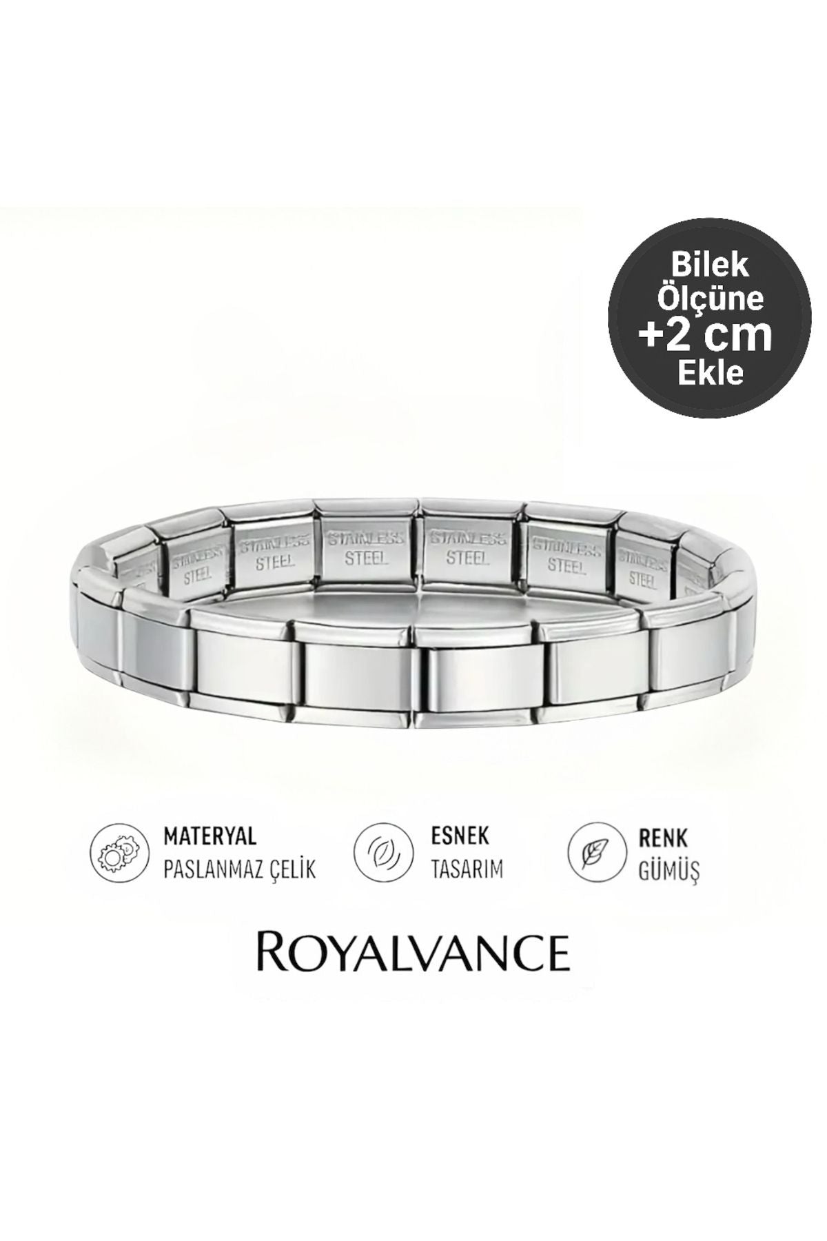 RoyalVance İtalyan Charm Çelik Bileklik | Paslanmaz, Kararmaz, Unisex Kullanım, Hediyelik Aksesuar