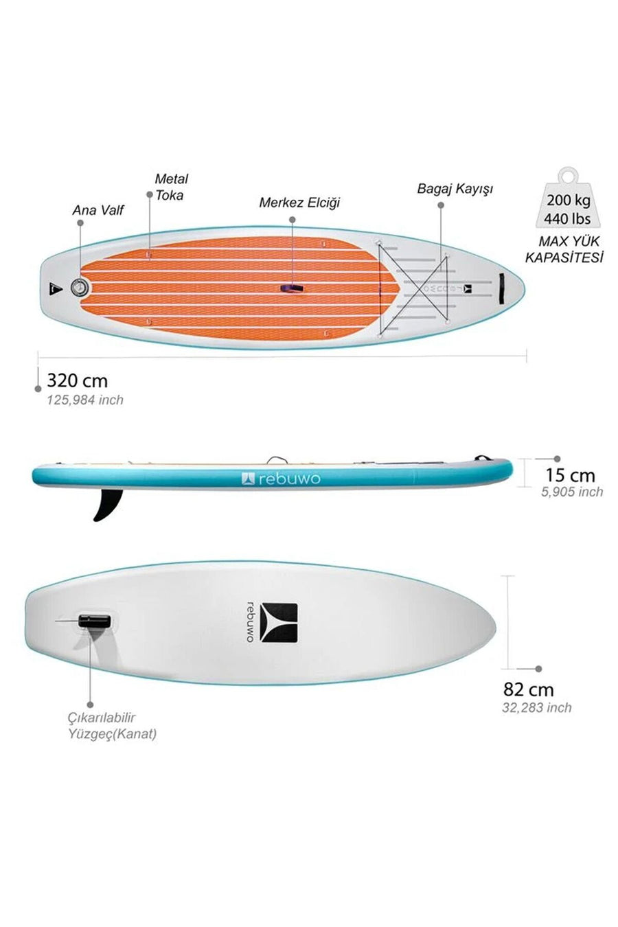 Rebuwo SUP Şişme Sörf Tahtası Stand Up Paddle Board 82*320*15 cm