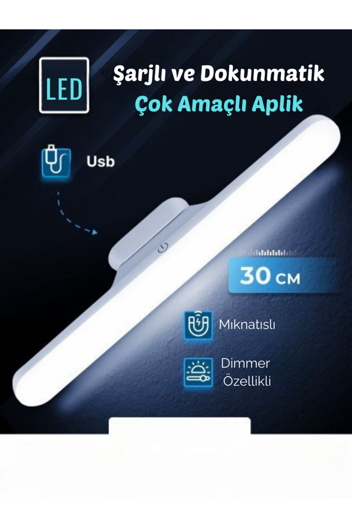 Hightek Dokunmatik Led Usb Şarjlı Aplikablosuz Mıknatıslı Lamba Farklı Işık Rengi